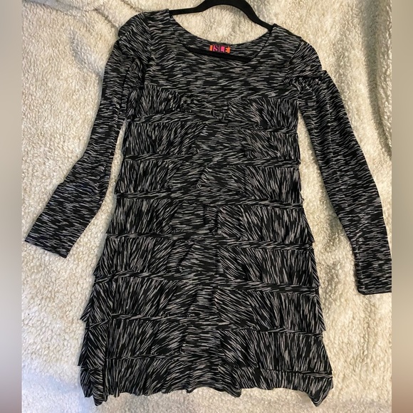 Isle Apparel Mesh Tiered Ruffle Cha Cha Dress - Picture 1 of 2